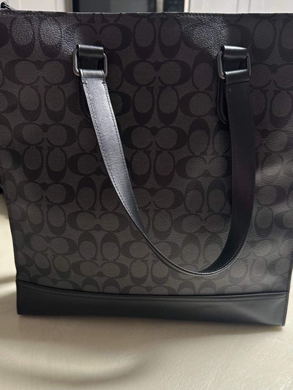 Coach Men's Charcoal/Black Signature Messenger Tote - Picture 2 of 4